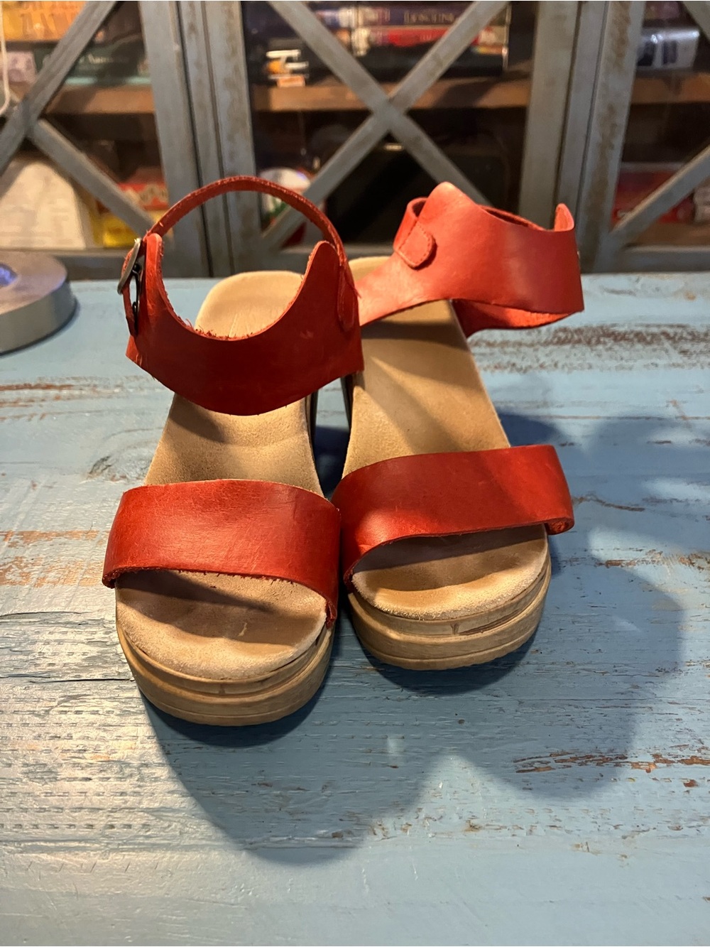 Calou Red Leather Comfortable Flex Clog